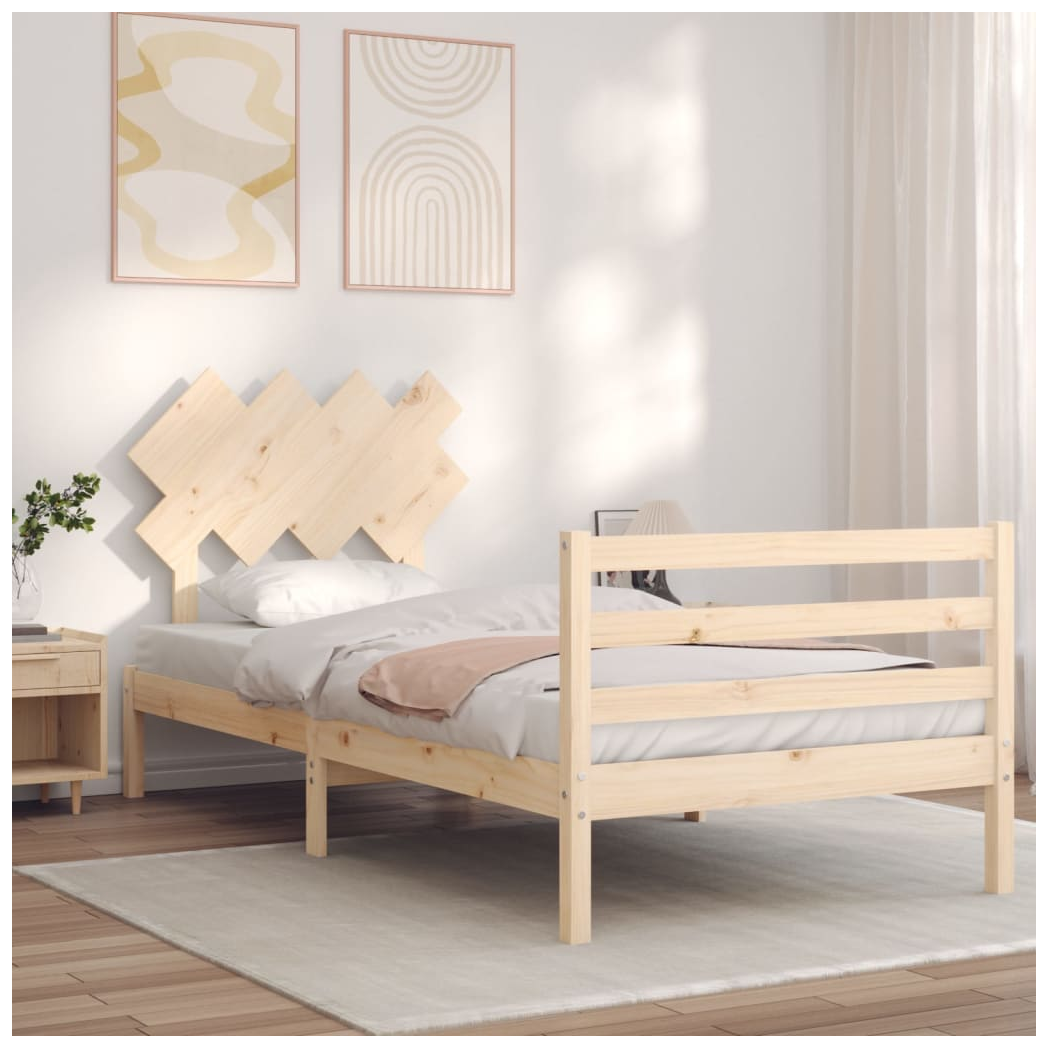 Bed Frame with Headboard 90x200 cm Solid Wood