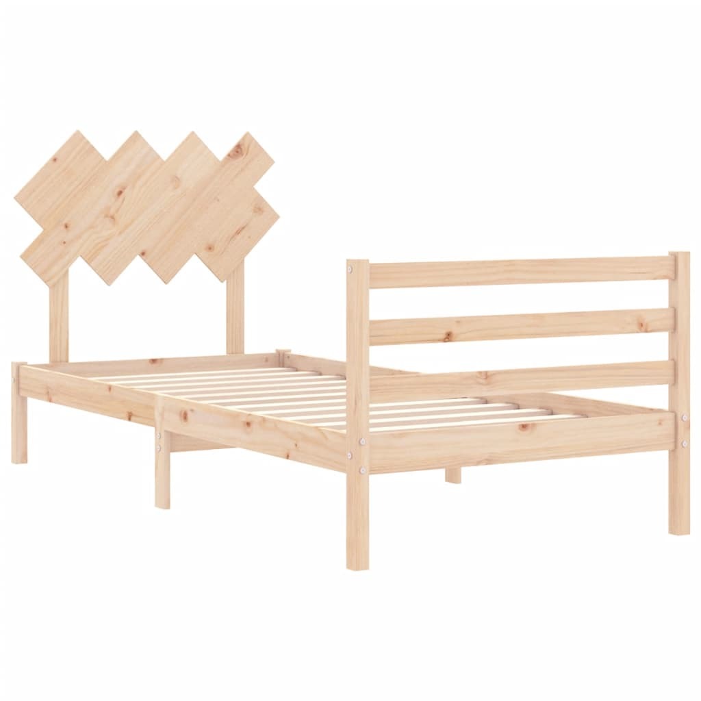 Bed Frame with Headboard 90x200 cm Solid Wood