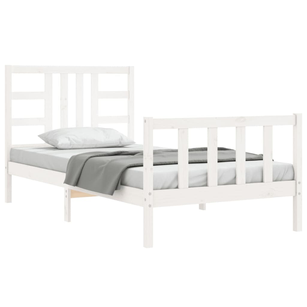 Bed Frame with Headboard White 100x200 cm Solid Wood
