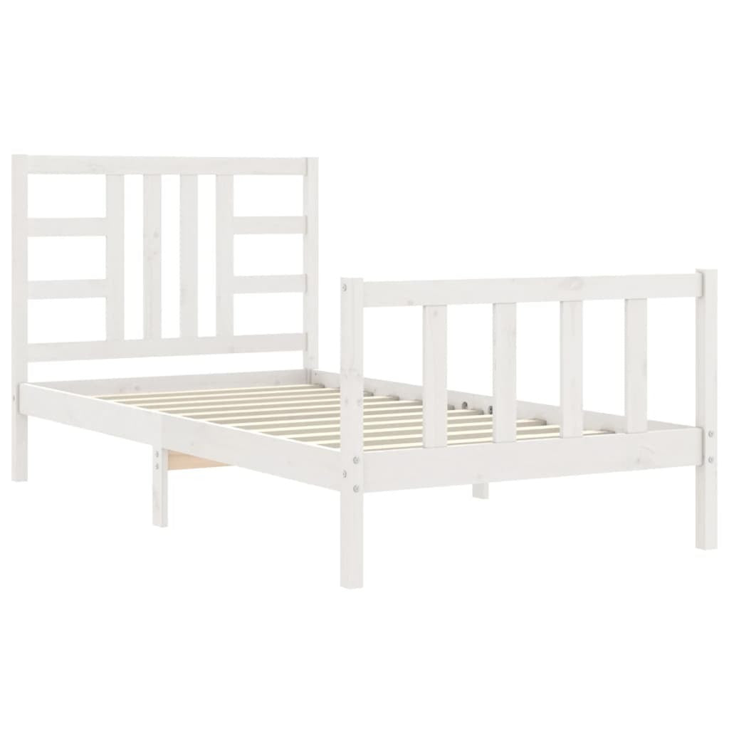 Bed Frame with Headboard White 100x200 cm Solid Wood