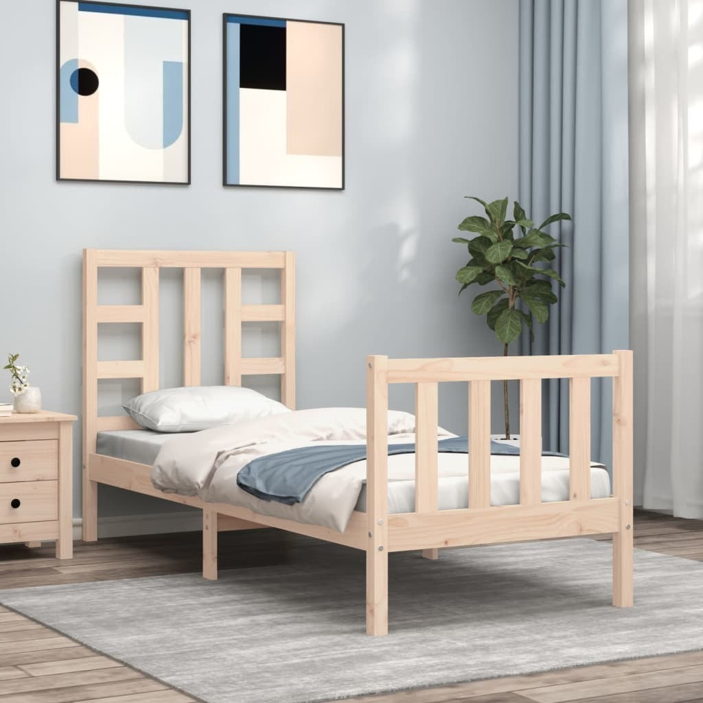 Bed Frame with Headboard Small Single Solid Wood