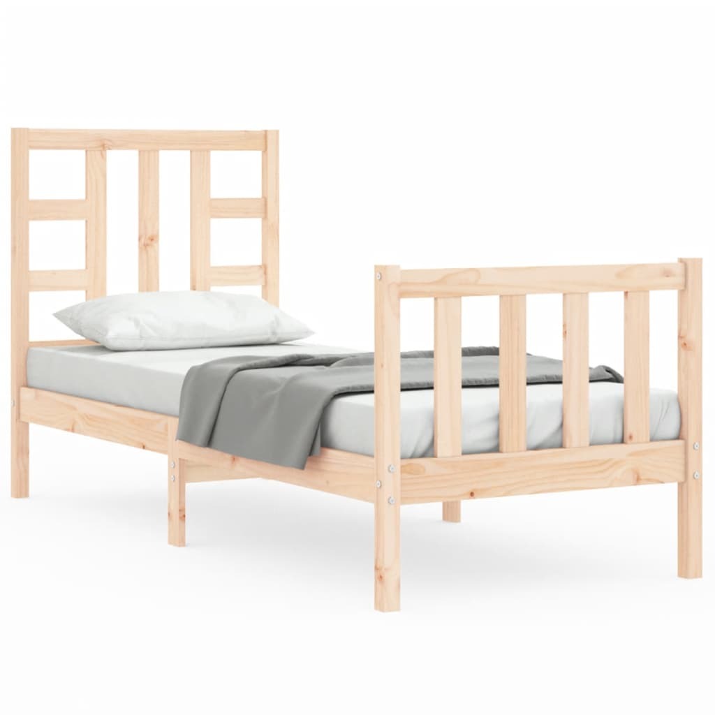Bed Frame with Headboard Small Single Solid Wood