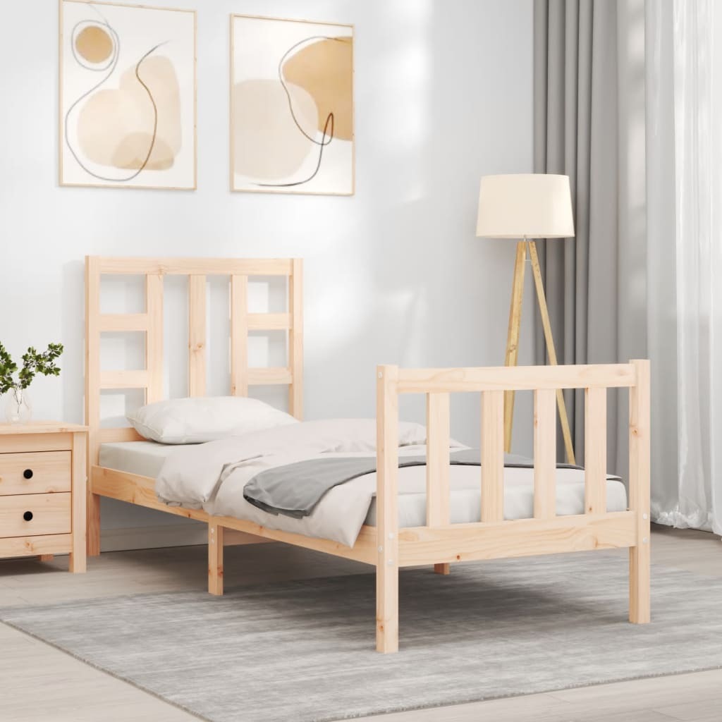 Bed Frame with Headboard Small Single Solid Wood