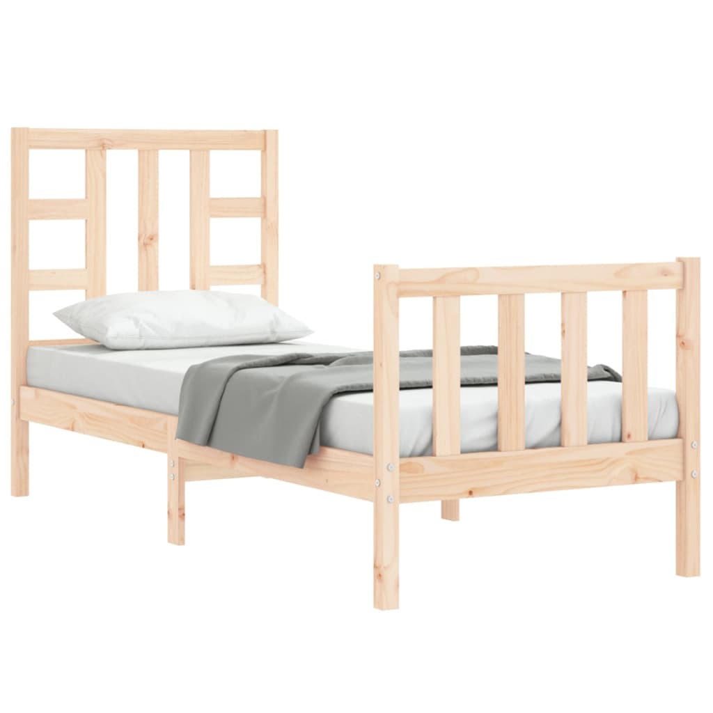 Bed Frame with Headboard Small Single Solid Wood