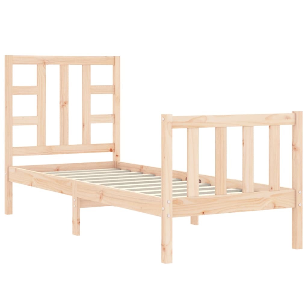 Bed Frame with Headboard Small Single Solid Wood