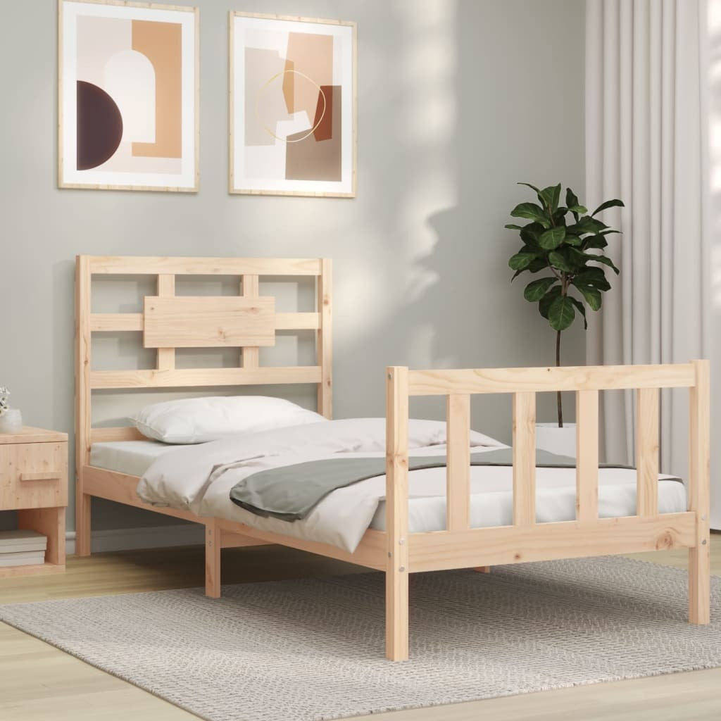 Bed Frame with Headboard 90x200 cm Solid Wood
