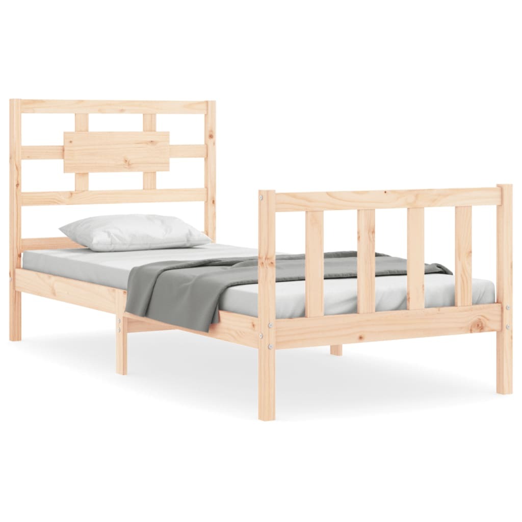 Bed Frame with Headboard 90x200 cm Solid Wood