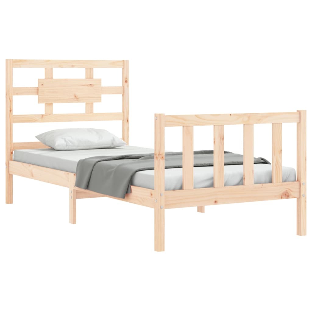 Bed Frame with Headboard 90x200 cm Solid Wood