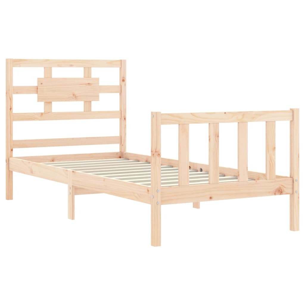 Bed Frame with Headboard 90x200 cm Solid Wood