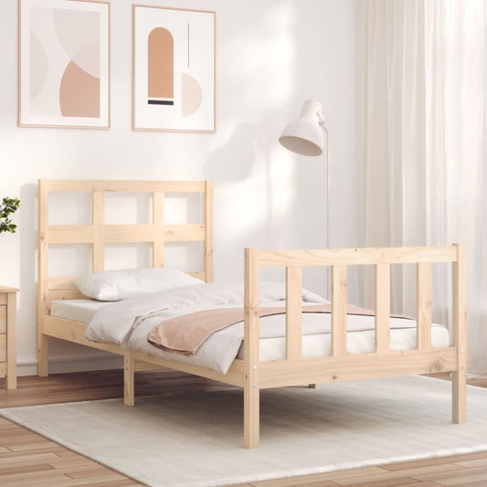 Bed Frame with Headboard 90x200 cm Solid Wood
