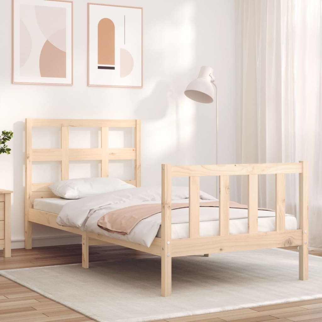 Bed Frame with Headboard 90x200 cm Solid Wood