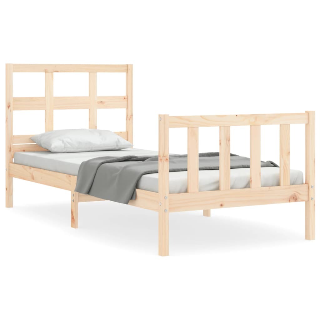 Bed Frame with Headboard 90x200 cm Solid Wood