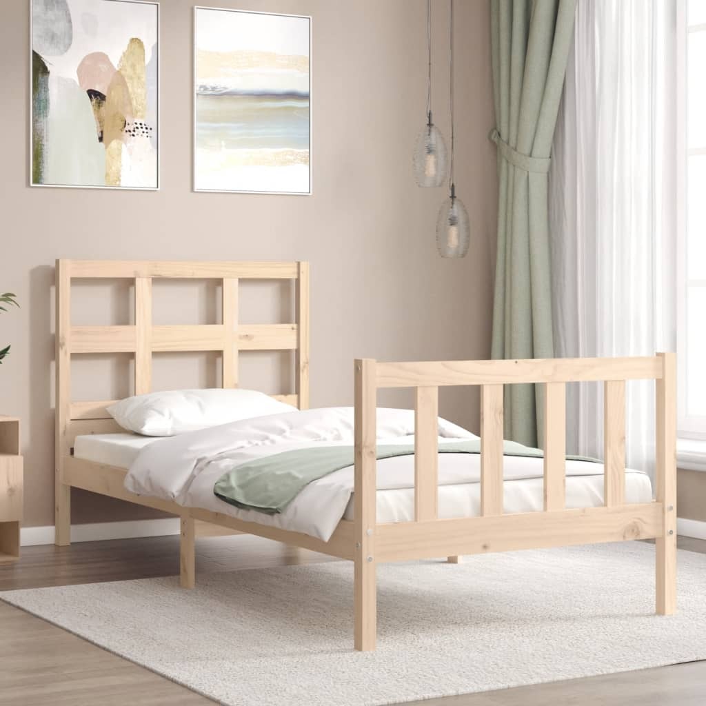 Bed Frame with Headboard 90x200 cm Solid Wood