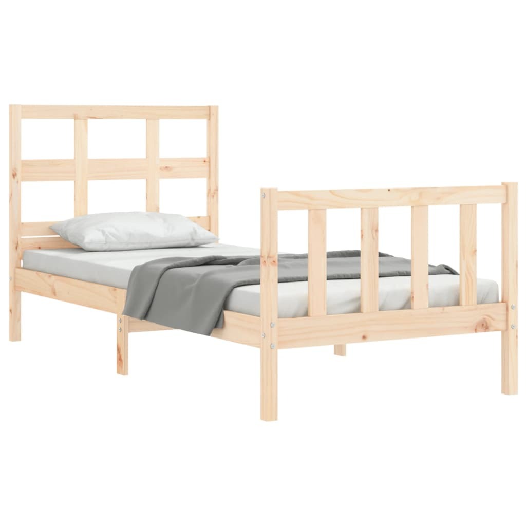 Bed Frame with Headboard 90x200 cm Solid Wood