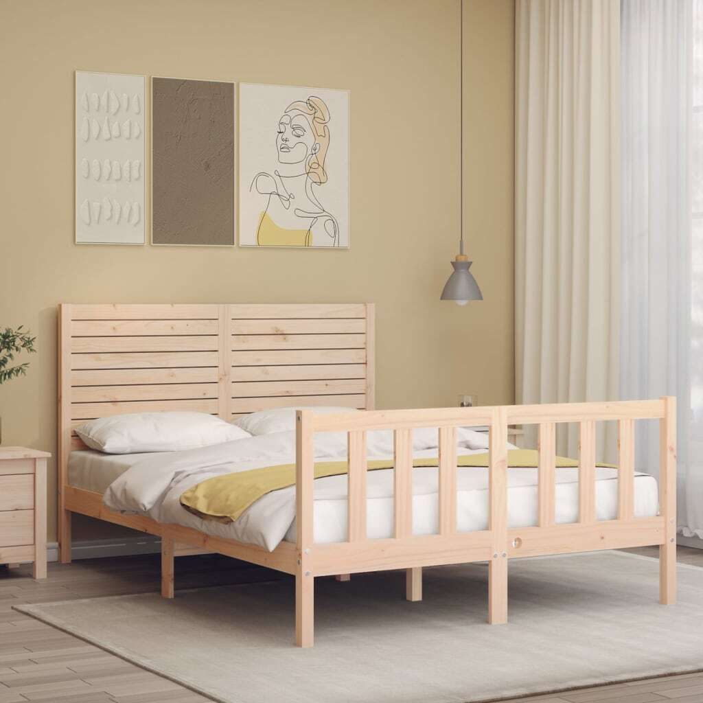 Bed Frame with Headboard 120x200 cm Solid Wood