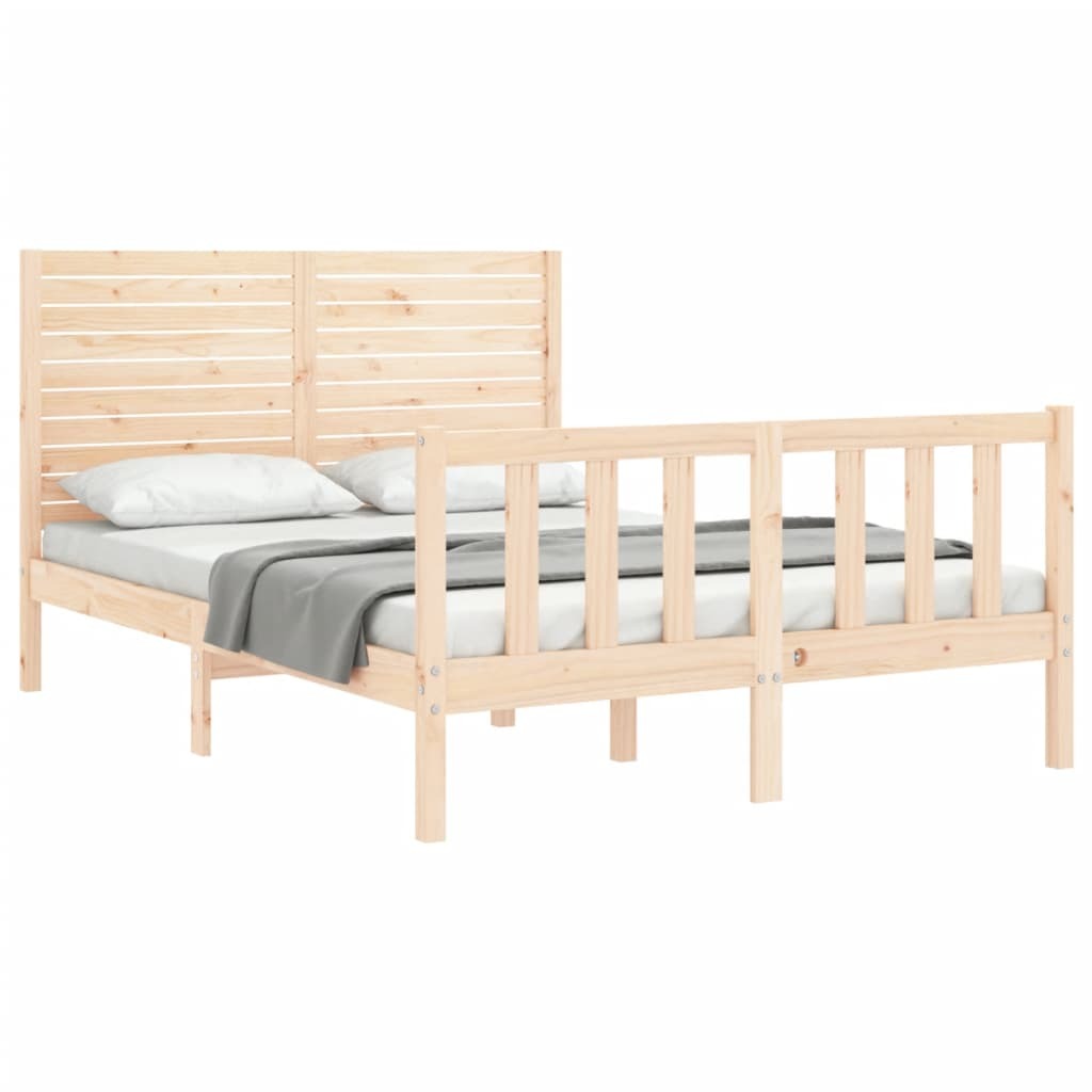 Bed Frame with Headboard 120x200 cm Solid Wood