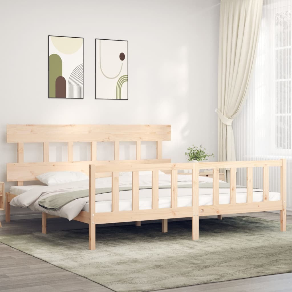 Bed Frame with Headboard Super King Size Solid Wood