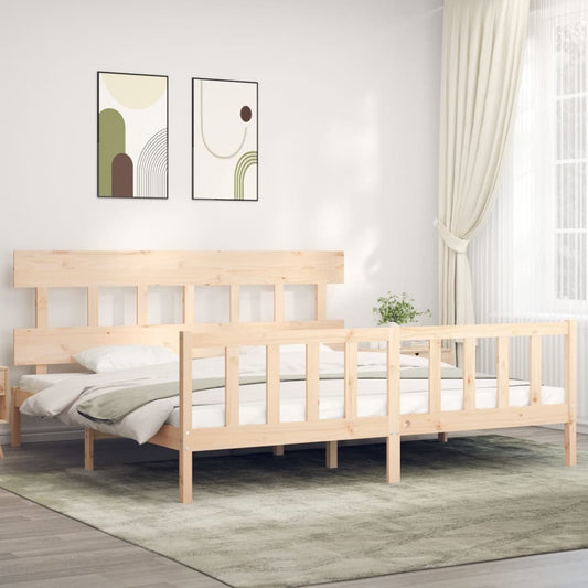 Bed Frame with Headboard Super King Size Solid Wood