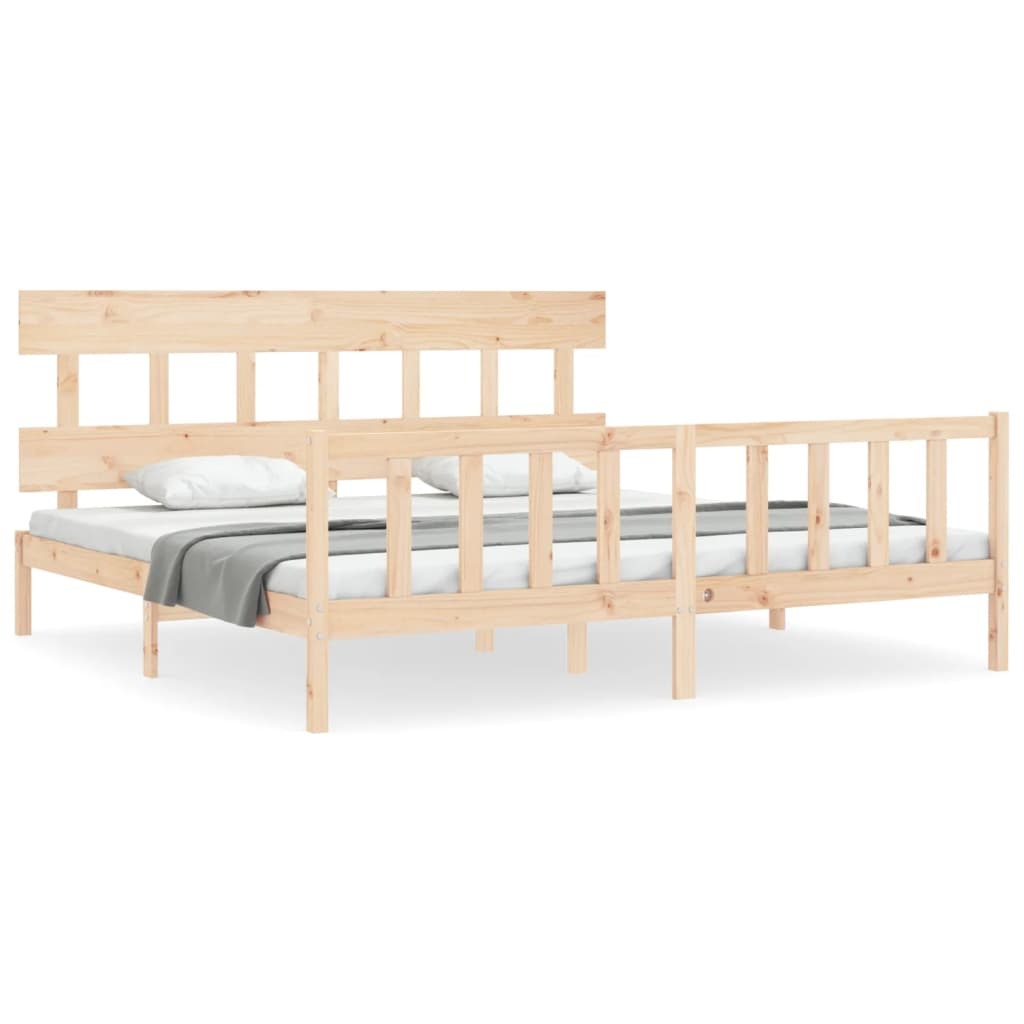 Bed Frame with Headboard Super King Size Solid Wood
