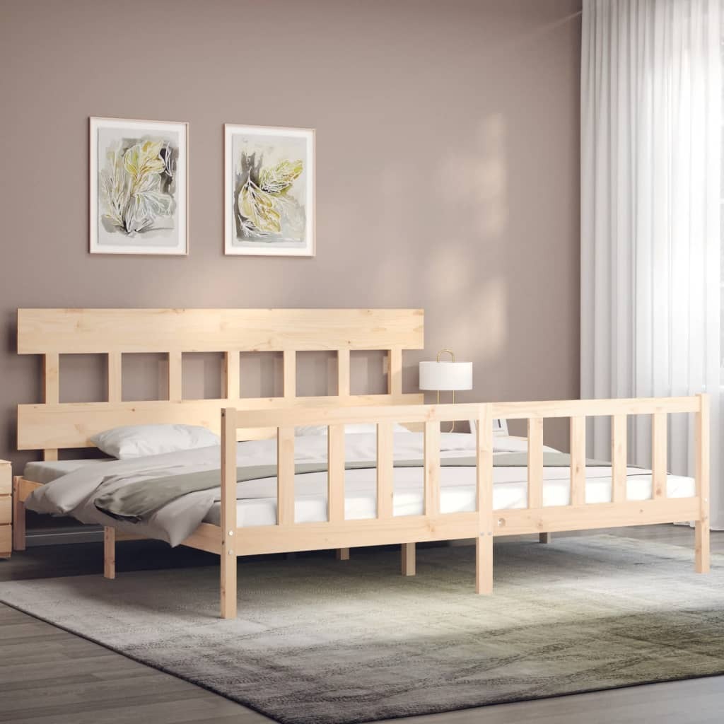 Bed Frame with Headboard Super King Size Solid Wood