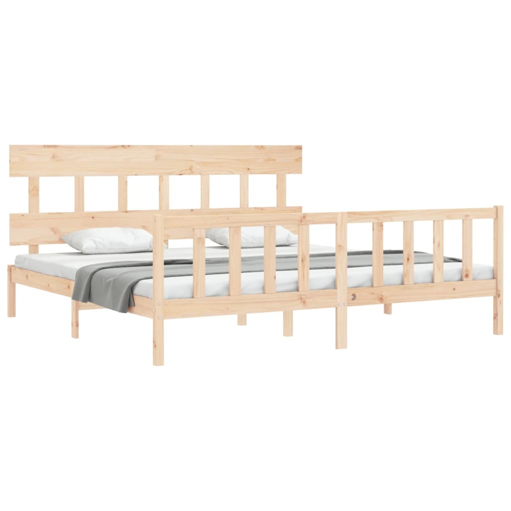 Bed Frame with Headboard Super King Size Solid Wood