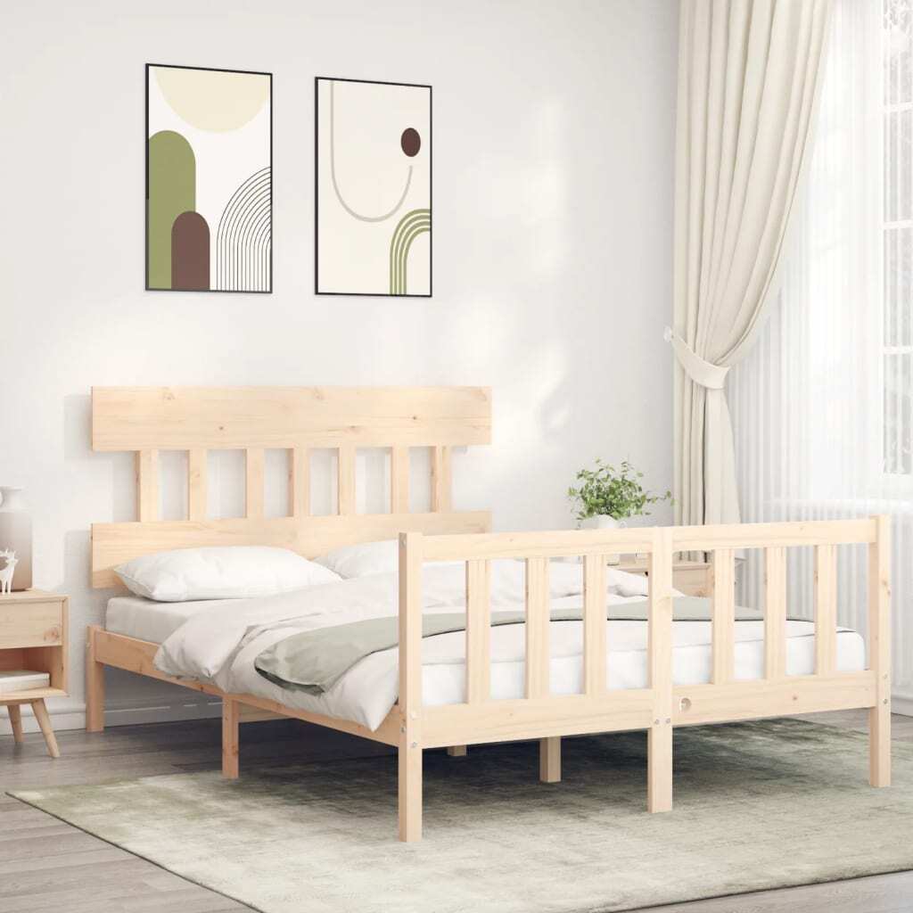 Bed Frame with Headboard 120x200 cm Solid Wood