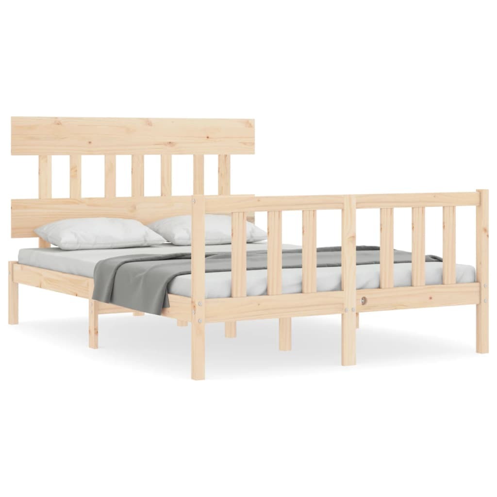 Bed Frame with Headboard 120x200 cm Solid Wood