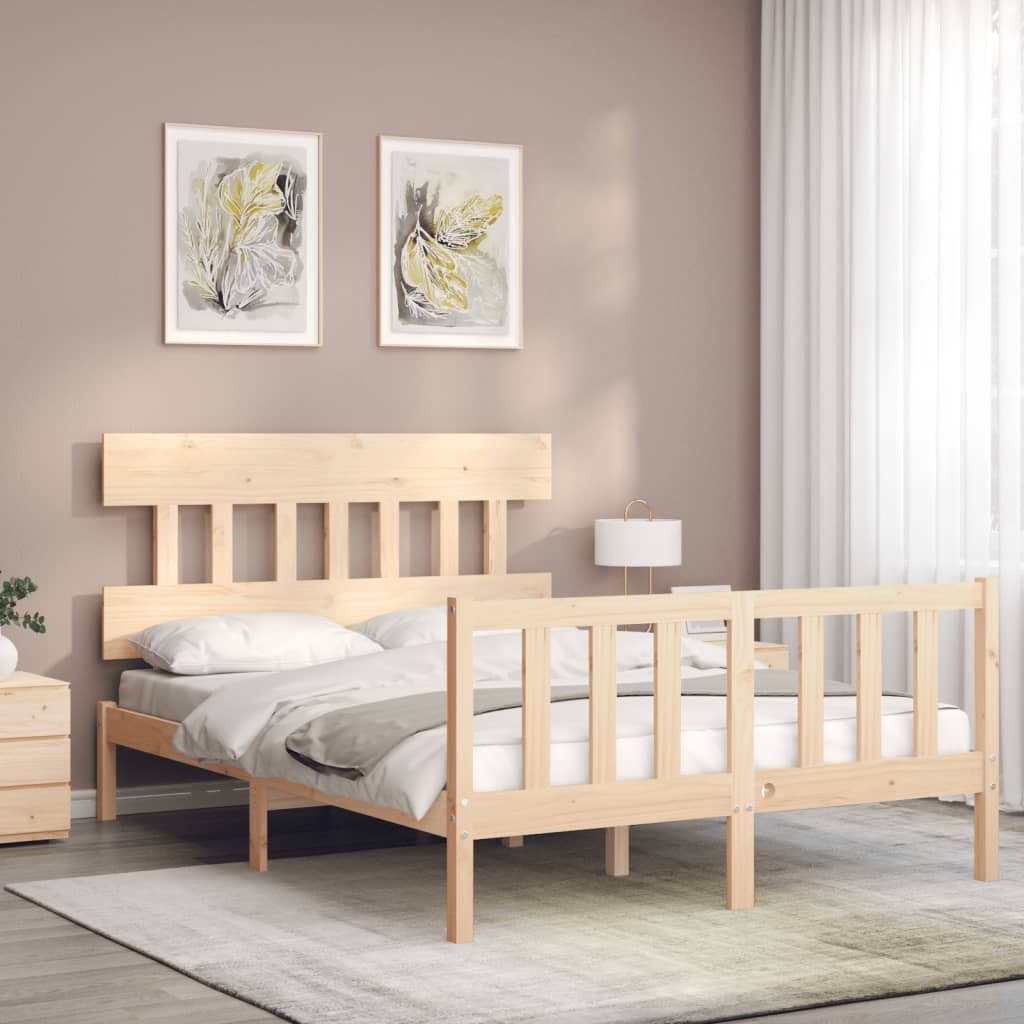 Bed Frame with Headboard 120x200 cm Solid Wood