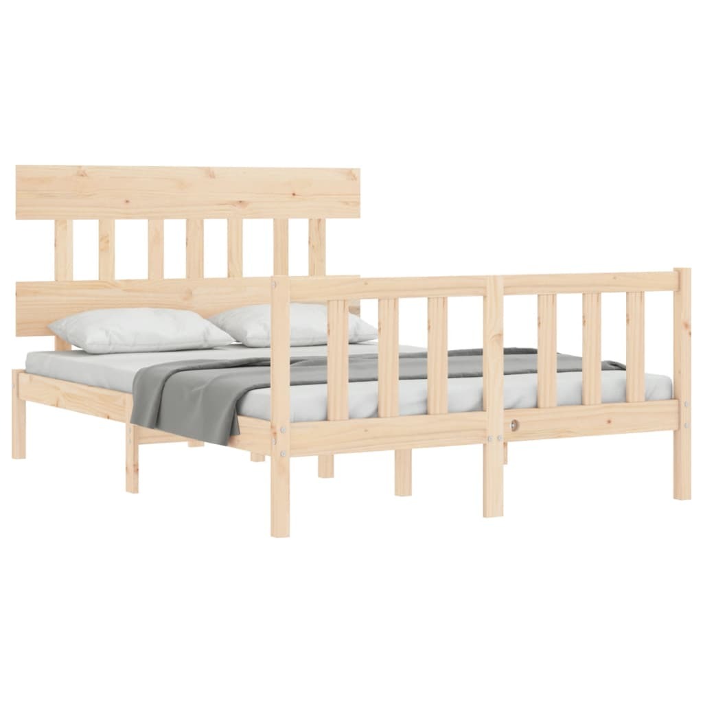 Bed Frame with Headboard 120x200 cm Solid Wood