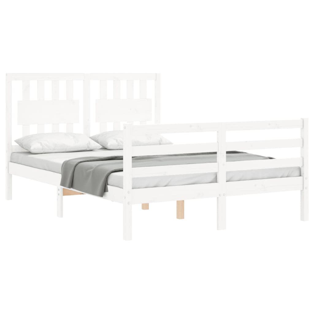 Bed Frame with Headboard White 140x200 cm Solid Wood