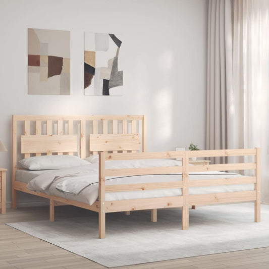 Bed Frame with Headboard 160x200 cm Solid Wood