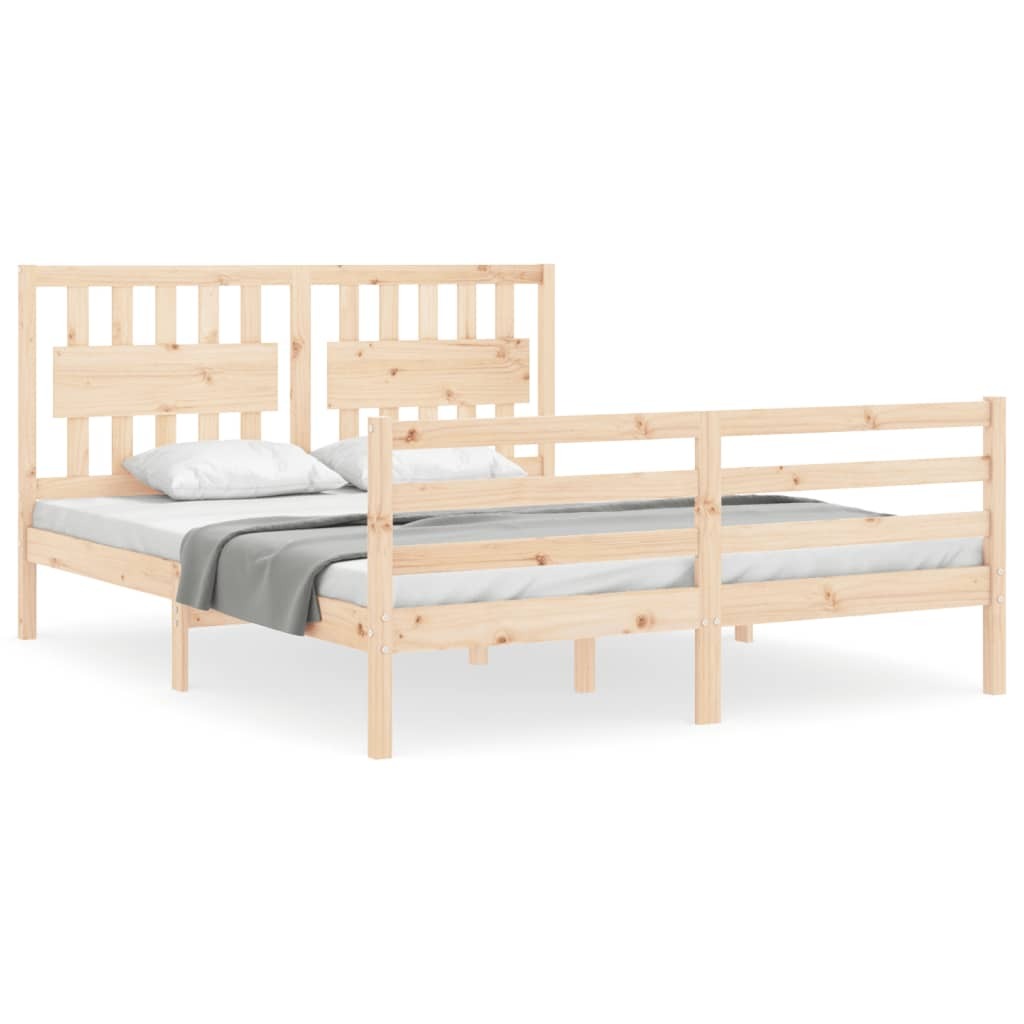 Bed Frame with Headboard 160x200 cm Solid Wood