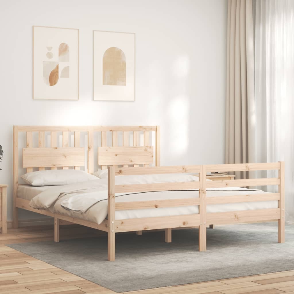 Bed Frame with Headboard 160x200 cm Solid Wood