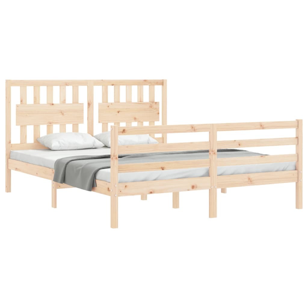 Bed Frame with Headboard 160x200 cm Solid Wood