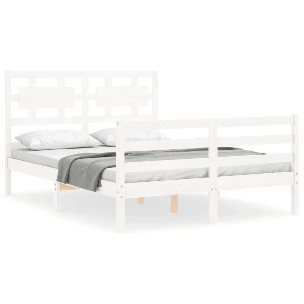 Bed Frame with Headboard White 120x200 cm Solid Wood