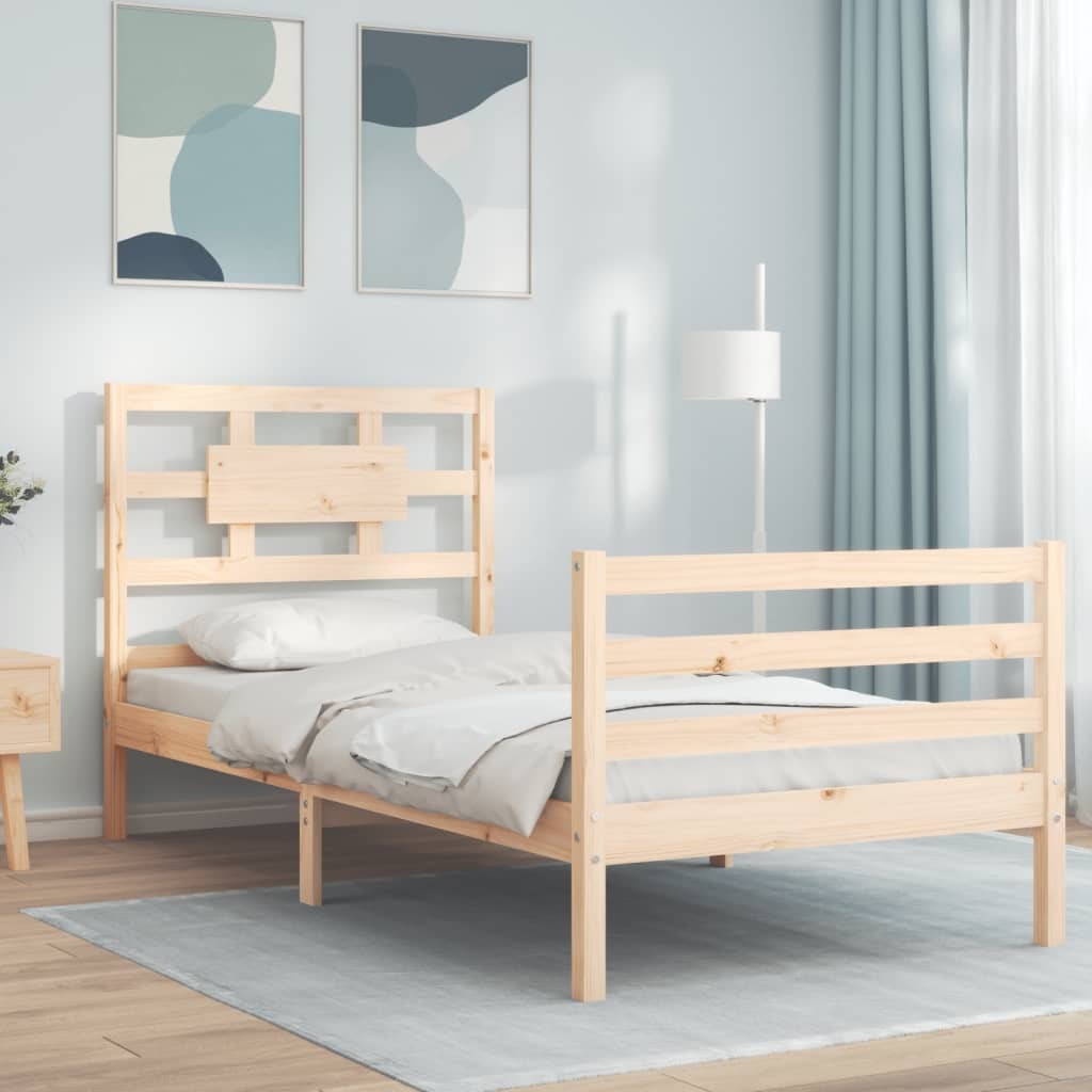 Bed Frame with Headboard 90x200 cm Solid Wood
