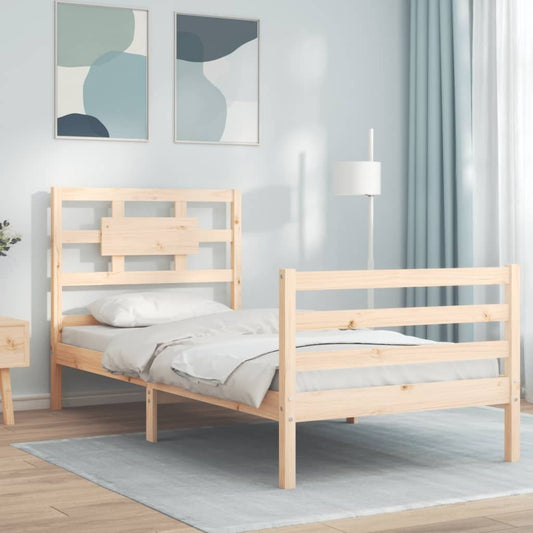 Bed Frame with Headboard 90x200 cm Solid Wood