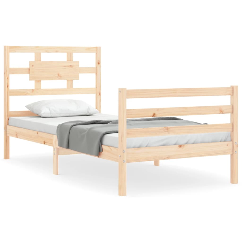 Bed Frame with Headboard 90x200 cm Solid Wood