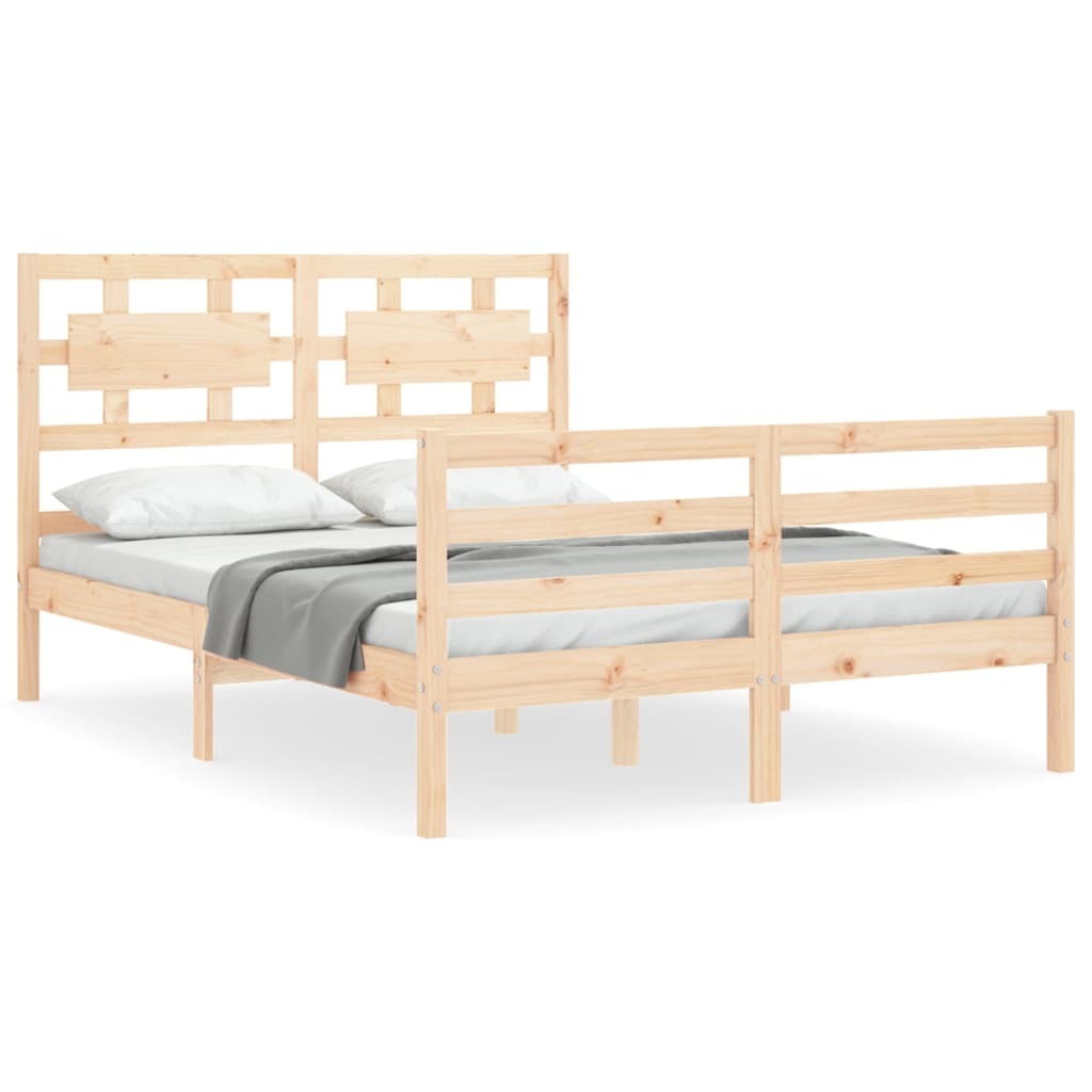 Bed Frame with Headboard 120x200 cm Solid Wood