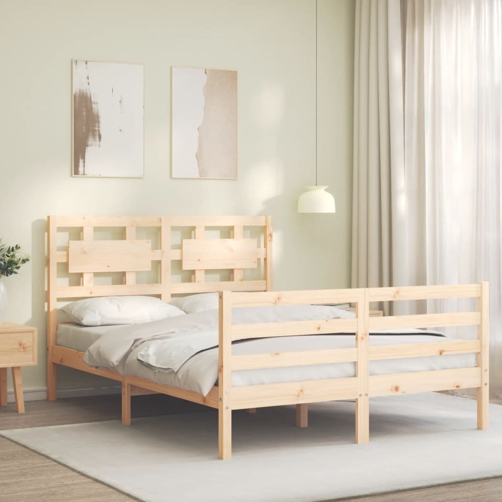 Bed Frame with Headboard 120x200 cm Solid Wood