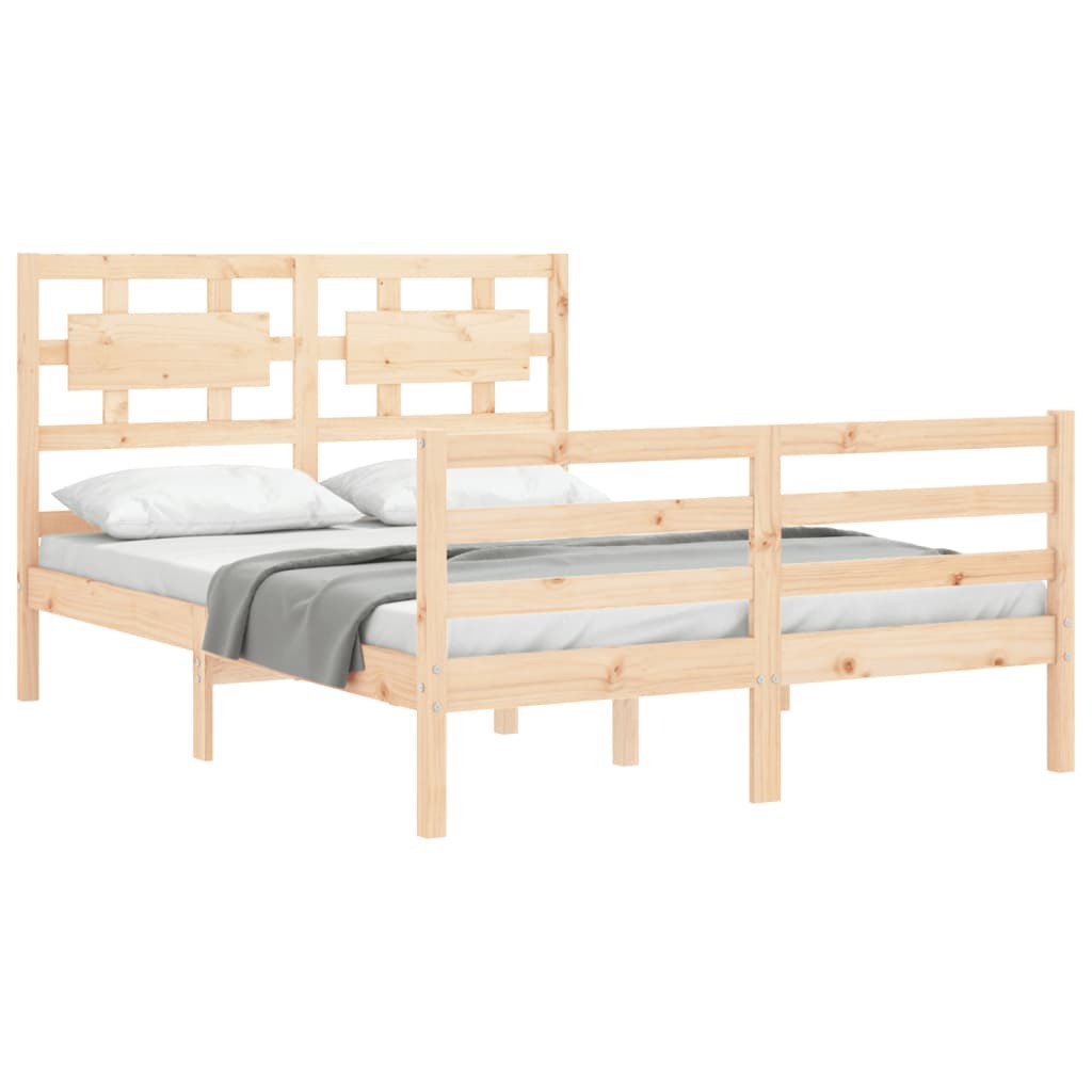 Bed Frame with Headboard 120x200 cm Solid Wood