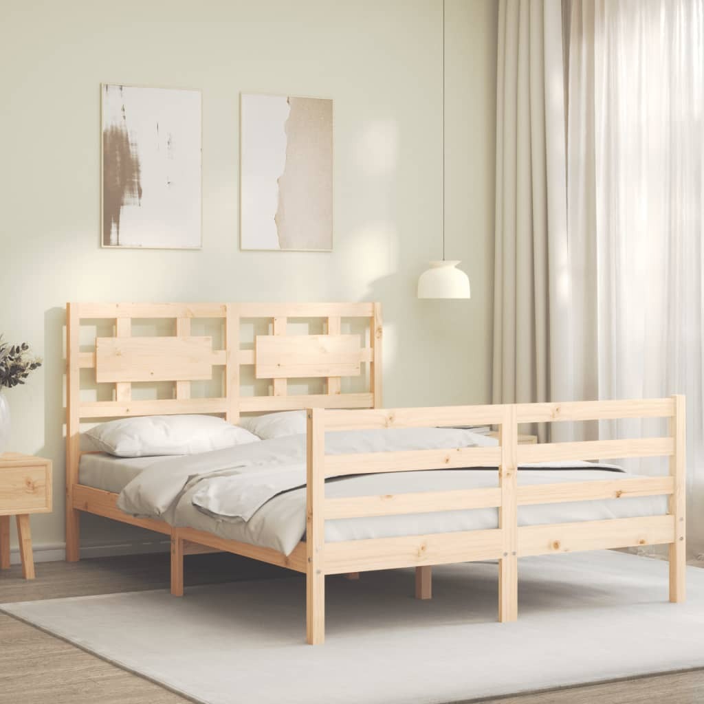 Bed Frame with Headboard Small Double Solid Wood