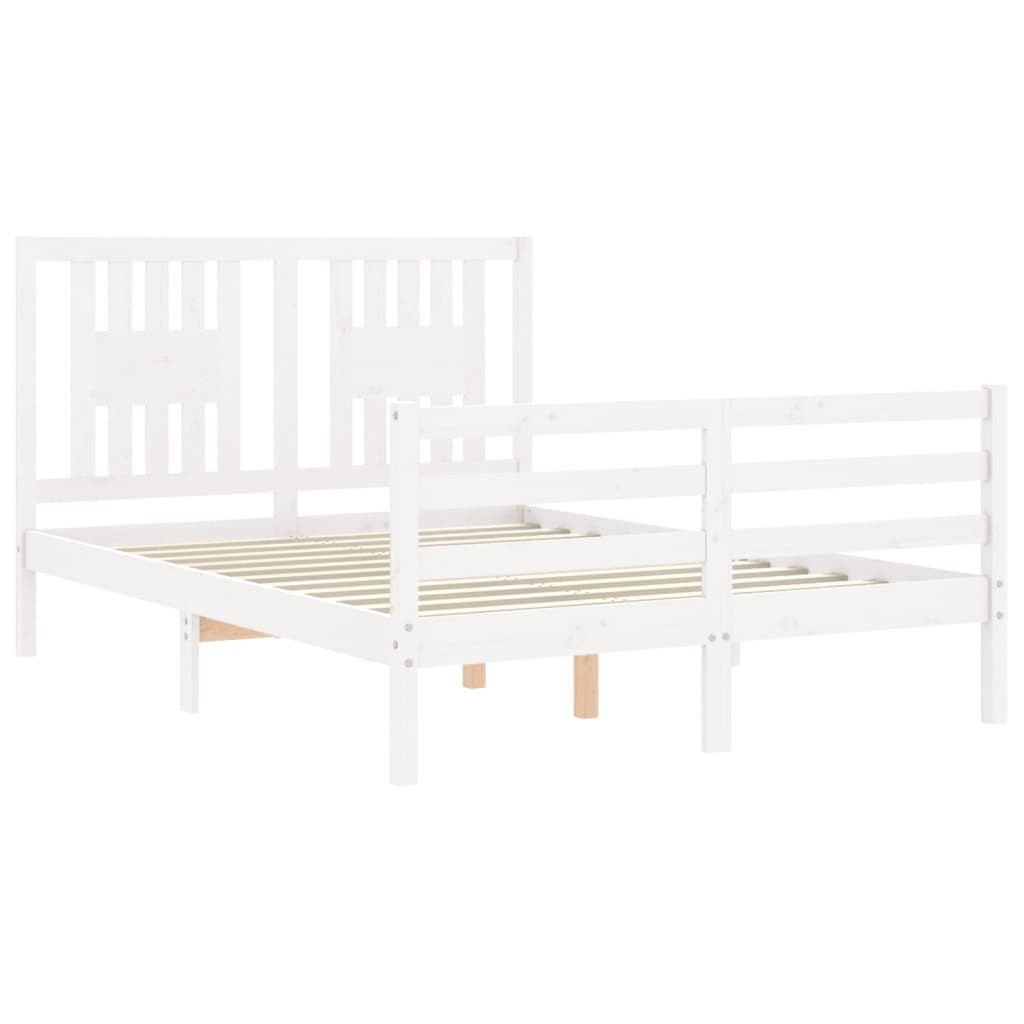 Bed Frame with Headboard White 140x190 cm Solid Wood
