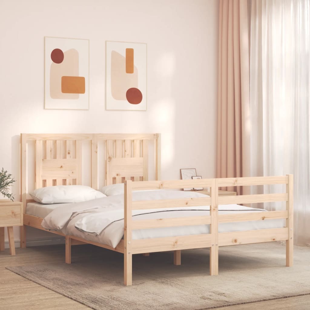 Bed Frame with Headboard 120x200 cm Solid Wood