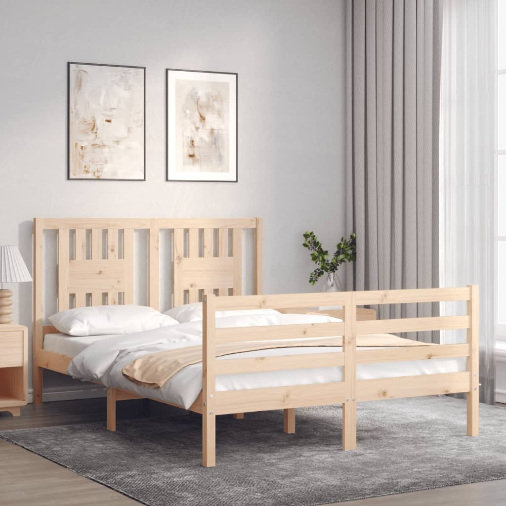 Bed Frame with Headboard 120x200 cm Solid Wood