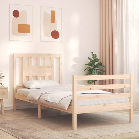 Bed Frame with Headboard 90x200 cm Solid Wood