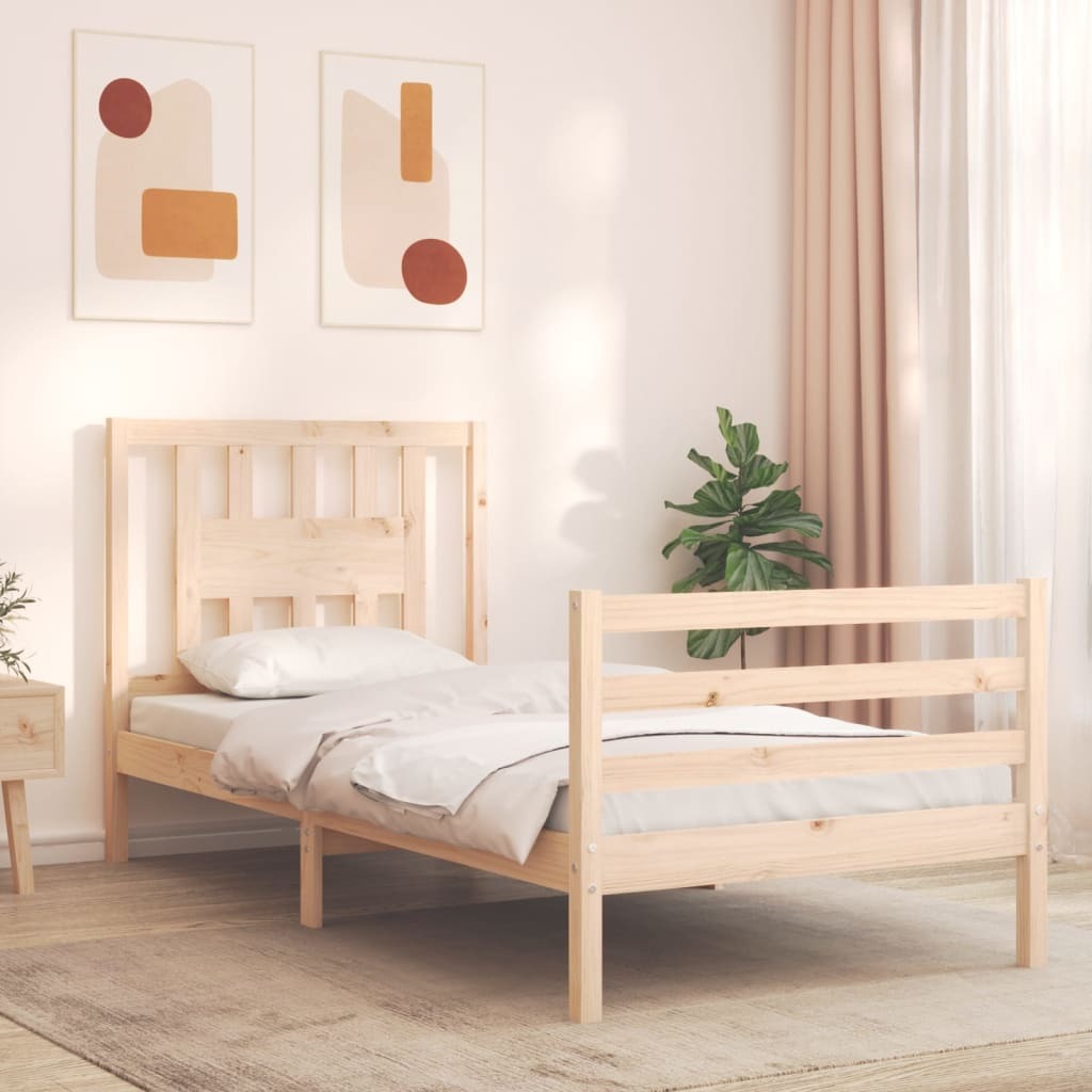 Bed Frame with Headboard 90x200 cm Solid Wood