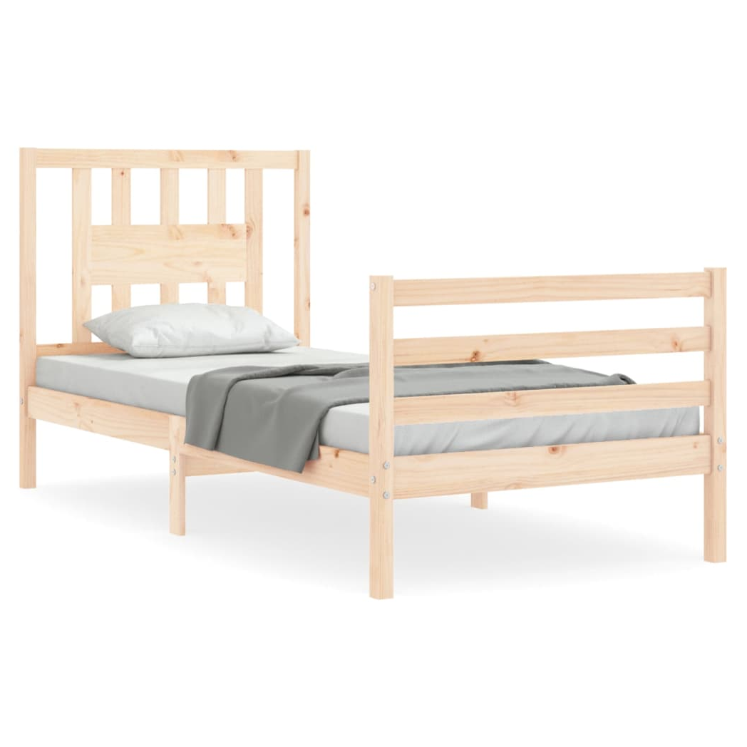 Bed Frame with Headboard 90x200 cm Solid Wood