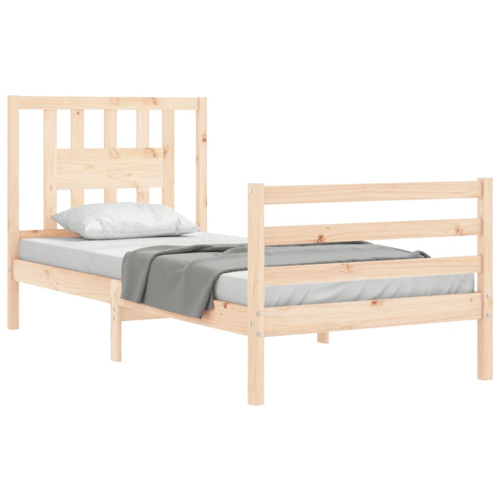 Bed Frame with Headboard 90x200 cm Solid Wood