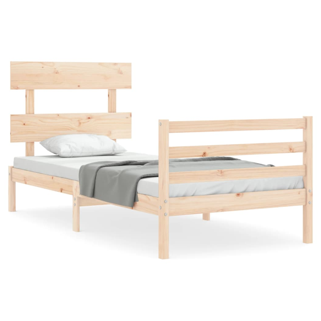 Bed Frame with Headboard Single Solid Wood